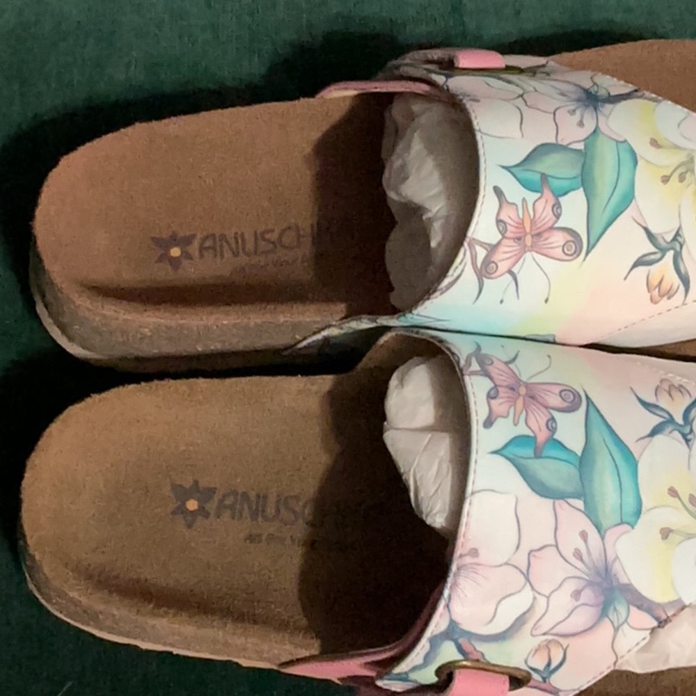 ANUSCHKA KYRA JAPANESE GARDEN WOMENS LEATHER SANDALS NEW - Picture 4 of 5